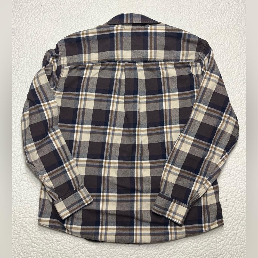 Eddie Bauer Plaid Flannel Shirt Purple Cream Mens Large - Picture 2 of 6
